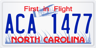 NC license plate ACA1477
