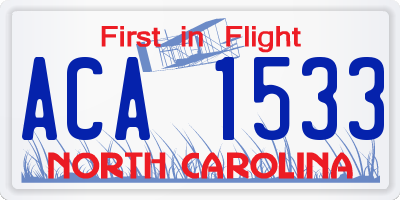 NC license plate ACA1533
