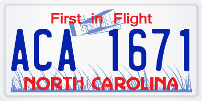 NC license plate ACA1671