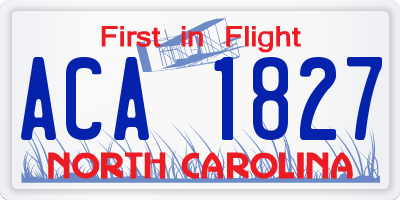 NC license plate ACA1827