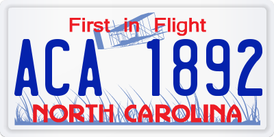 NC license plate ACA1892