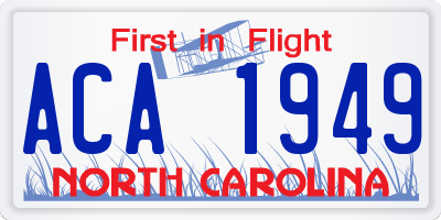 NC license plate ACA1949