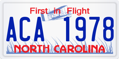 NC license plate ACA1978