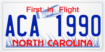 NC license plate ACA1990