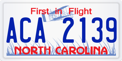 NC license plate ACA2139