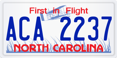 NC license plate ACA2237