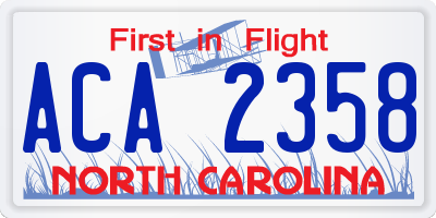 NC license plate ACA2358