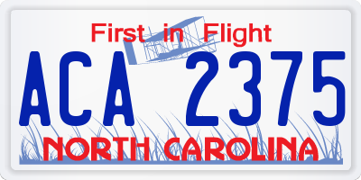 NC license plate ACA2375