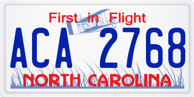 NC license plate ACA2768