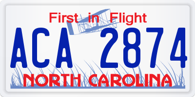 NC license plate ACA2874