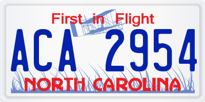 NC license plate ACA2954