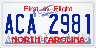 NC license plate ACA2981
