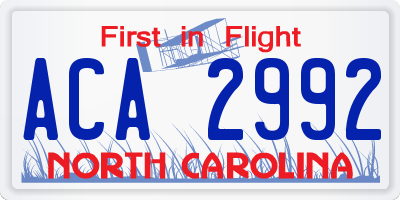 NC license plate ACA2992