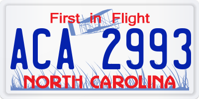 NC license plate ACA2993