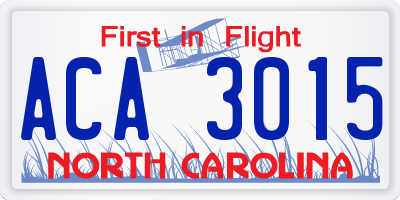NC license plate ACA3015