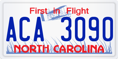 NC license plate ACA3090