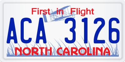 NC license plate ACA3126