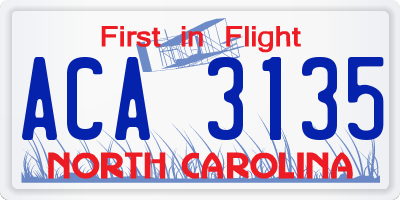 NC license plate ACA3135