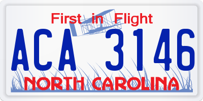 NC license plate ACA3146