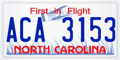 NC license plate ACA3153