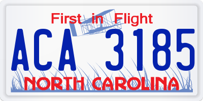 NC license plate ACA3185