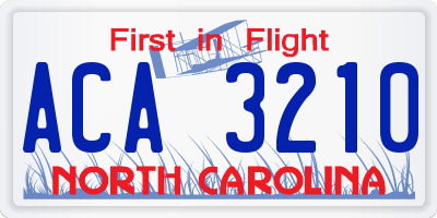 NC license plate ACA3210