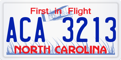 NC license plate ACA3213