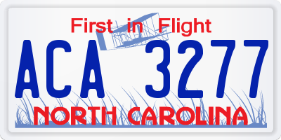 NC license plate ACA3277