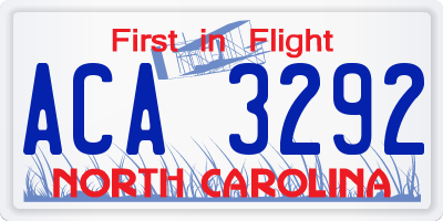 NC license plate ACA3292
