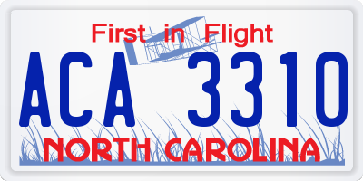 NC license plate ACA3310