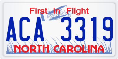 NC license plate ACA3319
