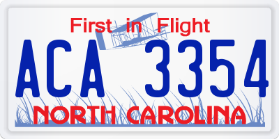 NC license plate ACA3354