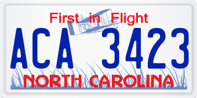 NC license plate ACA3423