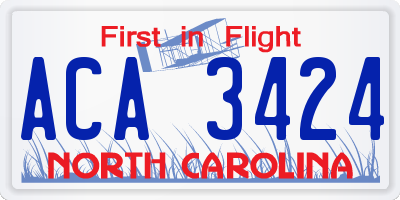 NC license plate ACA3424