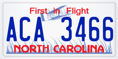 NC license plate ACA3466