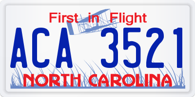 NC license plate ACA3521