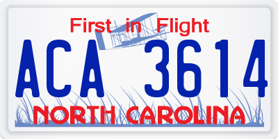 NC license plate ACA3614