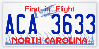 NC license plate ACA3633