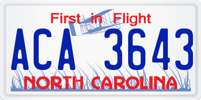 NC license plate ACA3643