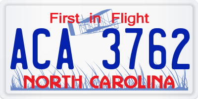 NC license plate ACA3762