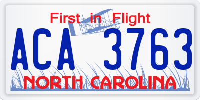 NC license plate ACA3763