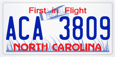 NC license plate ACA3809