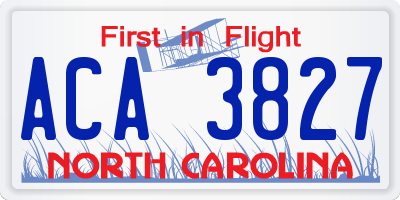 NC license plate ACA3827