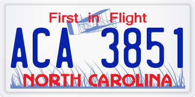 NC license plate ACA3851