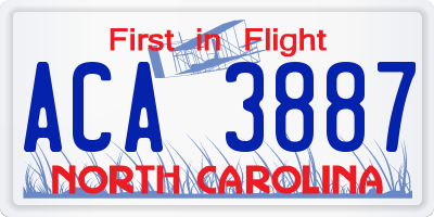 NC license plate ACA3887