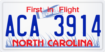 NC license plate ACA3914