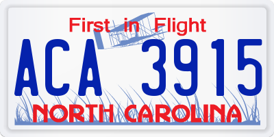 NC license plate ACA3915