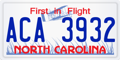NC license plate ACA3932