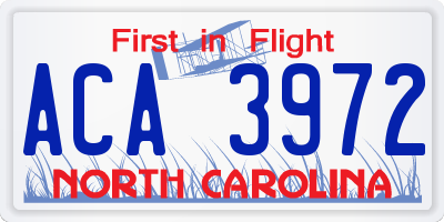 NC license plate ACA3972