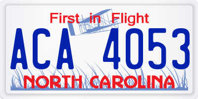 NC license plate ACA4053